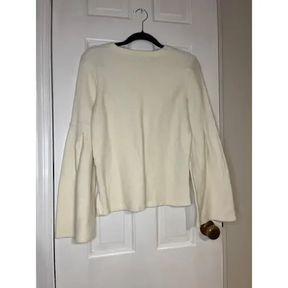Madewell White Cotton Blend Bell-Sleeve Sweater X-small - Picture 7 of 9